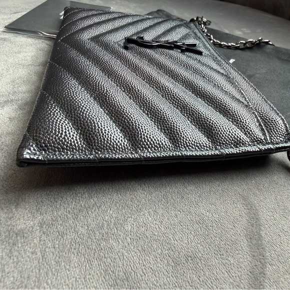 Yves Saint Laurent black monogram clutch / crossbody - Picture 5 of 10